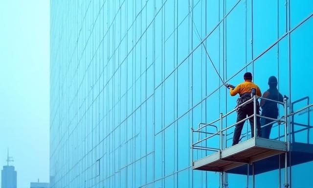 窓を掃除するプロの画像